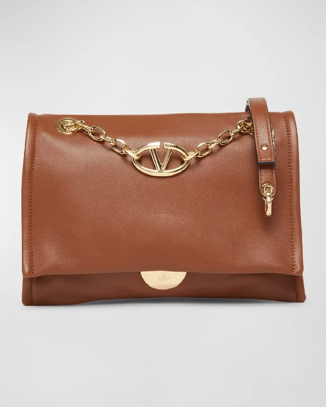 VLOGO Flap Leather Chain Shoulder Bag