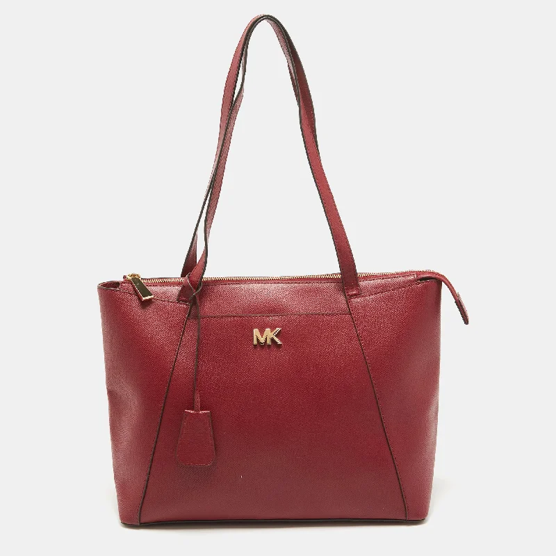 Red Leather Medium East West Maddie Tote