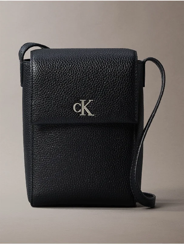 Women's Minimal Monogram Phone Crossbody Bag - Black