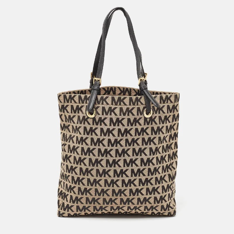 Black/Beige Signature Canvas and Leather Jet Set Tote