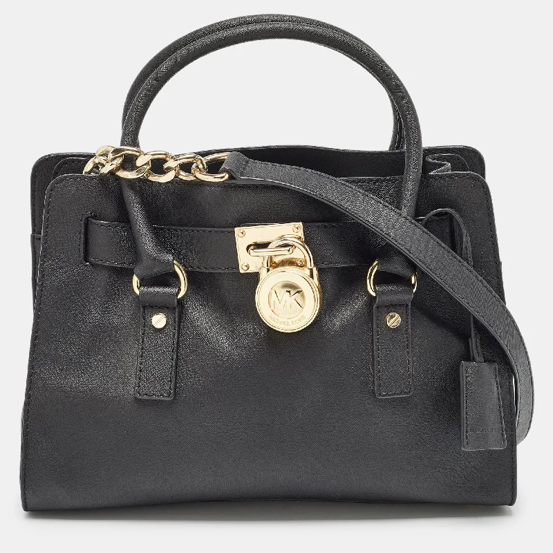 Black Leather Medium Hamilton East West Satchel