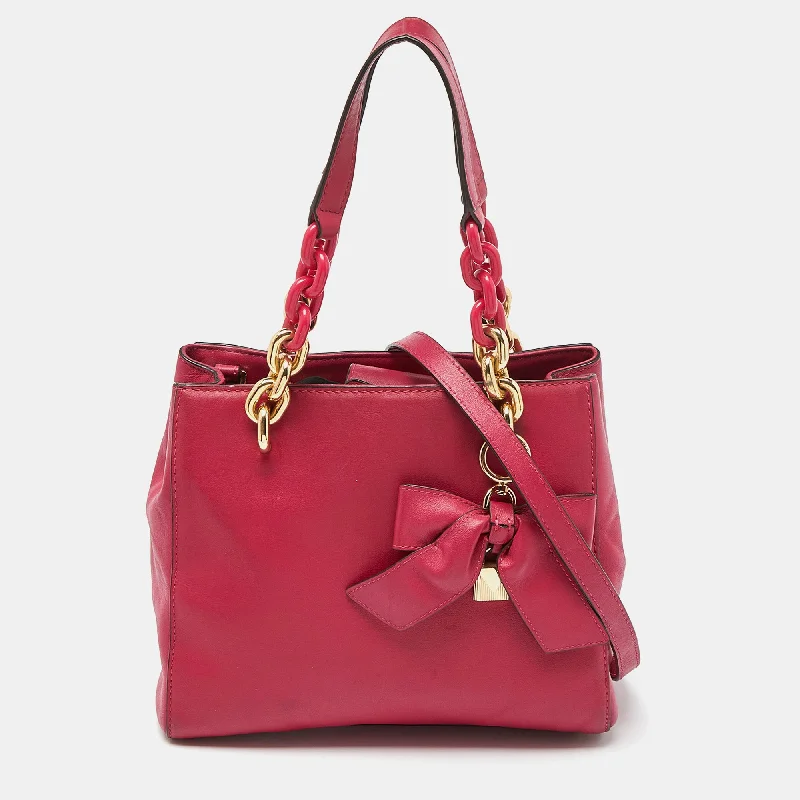 MICHAEL Pink Leather Mini Cynthia Bow Tote