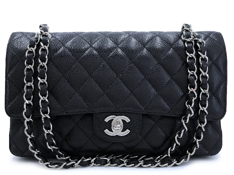 Chanel Black Caviar Medium Flap Bag Classic Double 2009 SHW DER