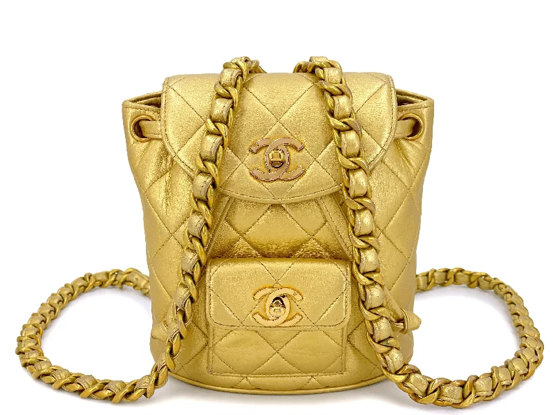 Chanel Mini Duma Backpack Bag Vintage 1994 Small Gold 24k GHW JG0