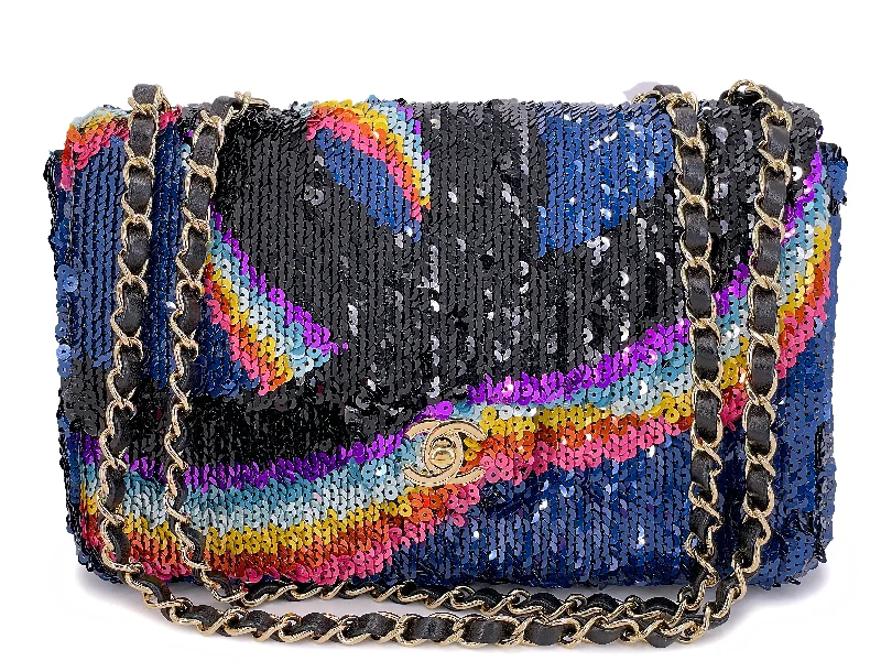 Chanel Rainbow Sequin Flap Bag 21K Medium G6I