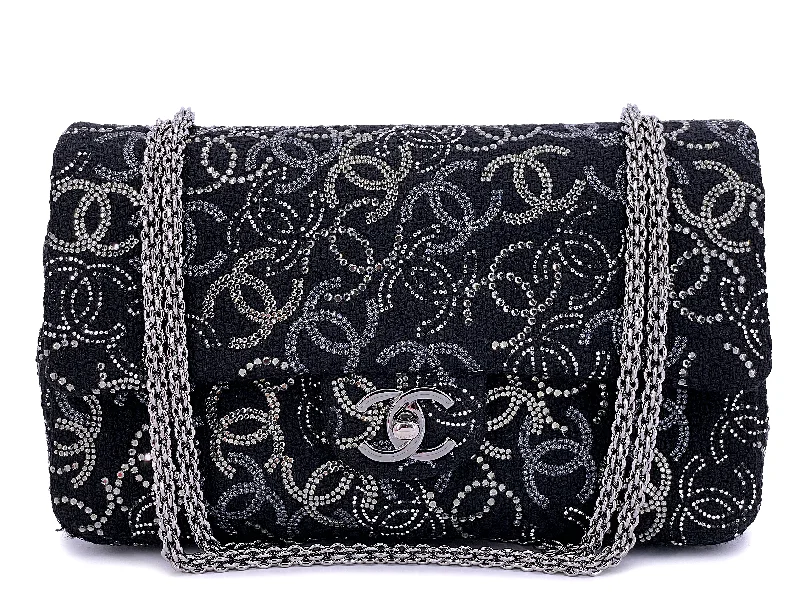 Chanel Paris-Shanghai Studded CC Flap Bag 2010 Black Medium Classic Pudong RIE