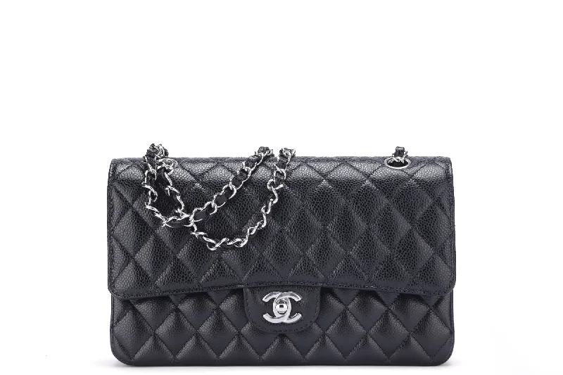 Chanel Classic Flap (XHX2xxxx) Medium Size Black Caviar, Silver Hardware, with Dust Cover & Box