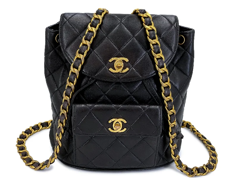 Chanel 1994 Vintage Black Lambskin Duma Backpack Bag 24k GHW CAR