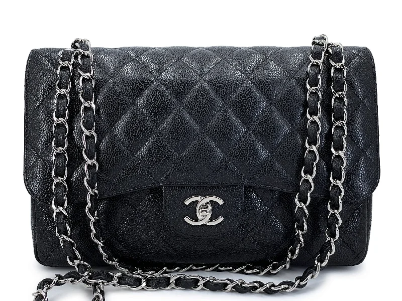 Chanel Black Caviar Jumbo Classic Double Flap Bag SHW  GXC