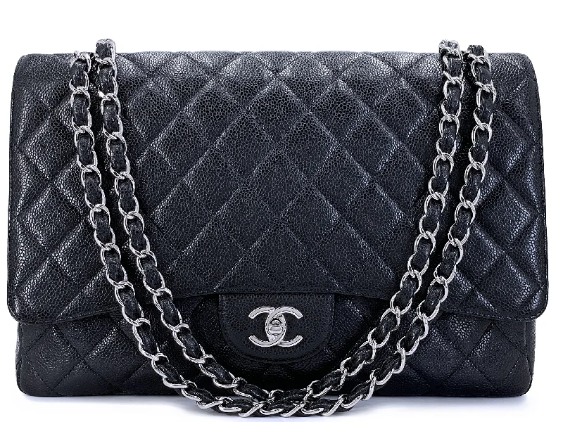 Chanel Black Caviar Maxi Flap Bag SHW Single WJF