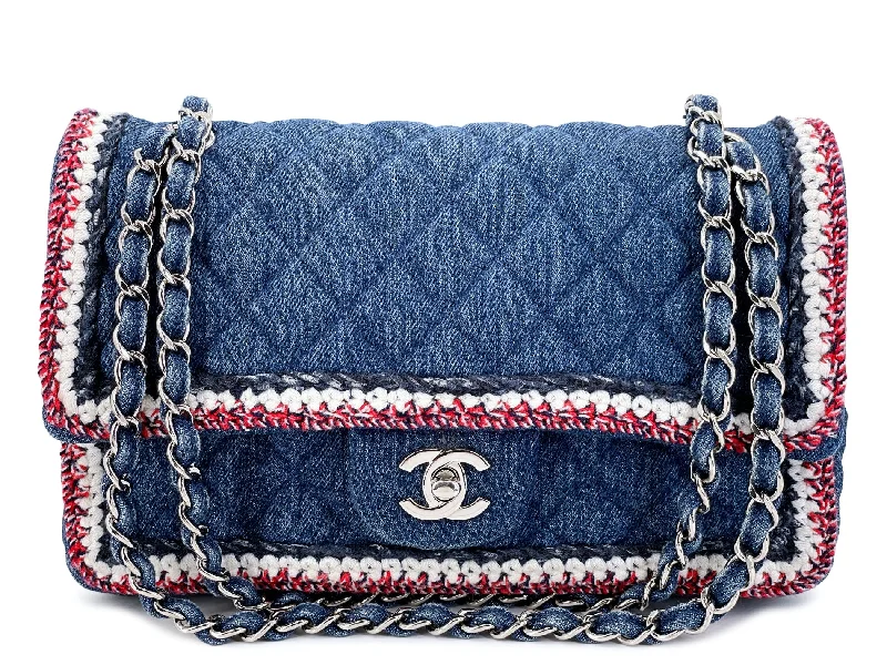 Chanel Denim Medium Classic Flap Bag Framed SHW 2018 MVJ