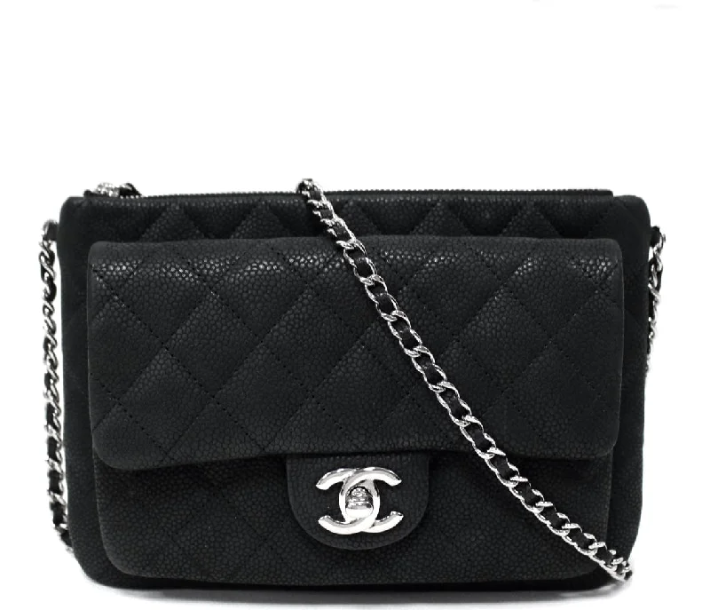 Daily Zip Iridescent Caviar Leather Crossbody Bag