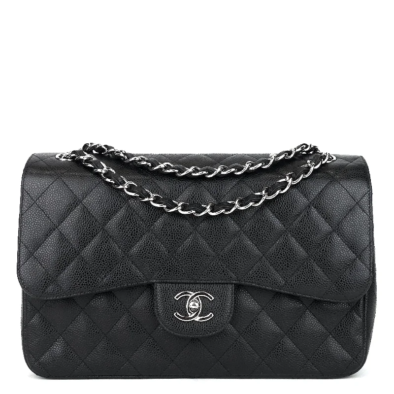 Double Flap Quilted Caviar Leather Bag