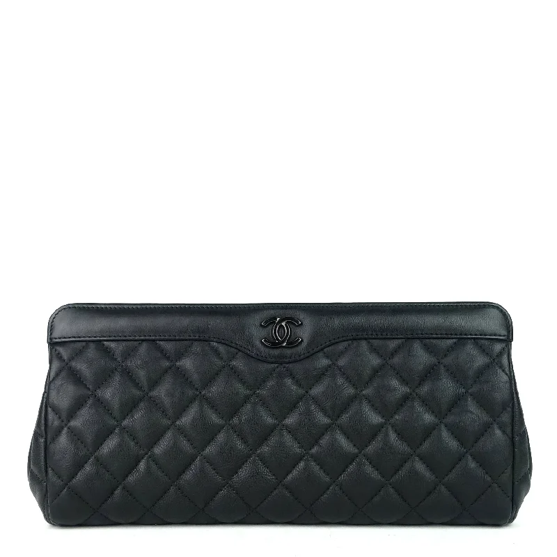 Long Clutch Crinkled Calf Leather Bag