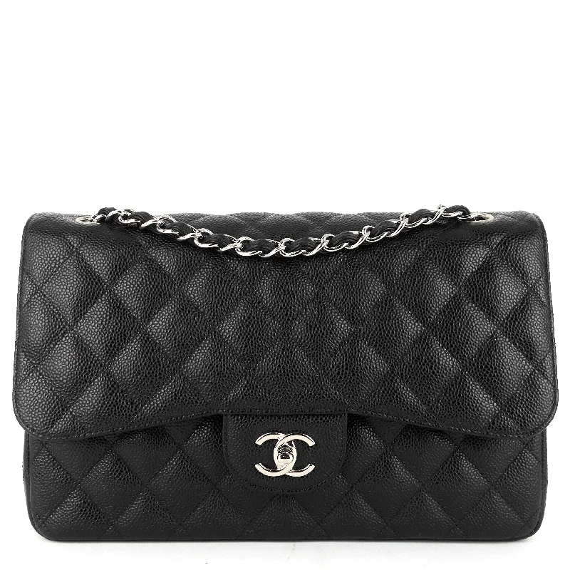 Double Flap Quilted Caviar Leather Bag