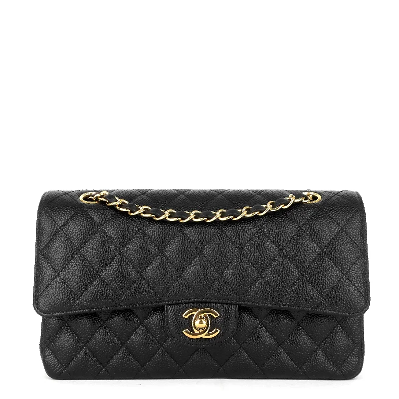 Double Flap Quilted Caviar Leather Bag