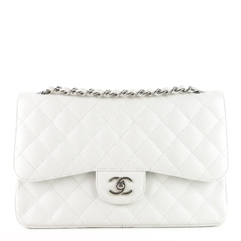 Double Flap Quilted Caviar Leather Bag