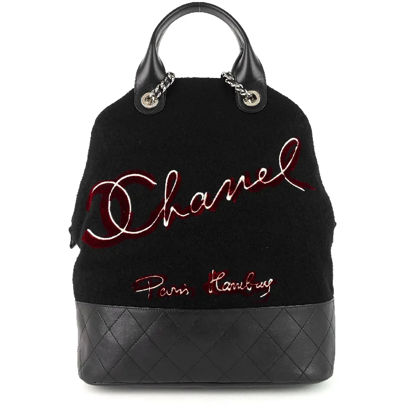 Paris-Hamburg Embroidered Wool and Calfskin Large Shopping Bag