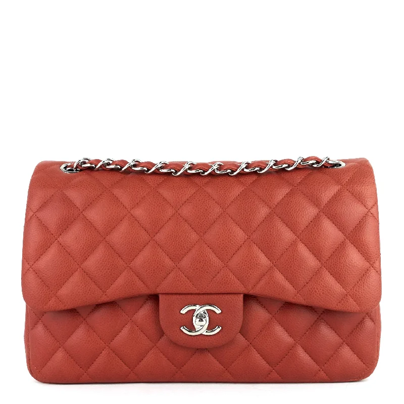 Double Flap Quilted Caviar Leather Bag