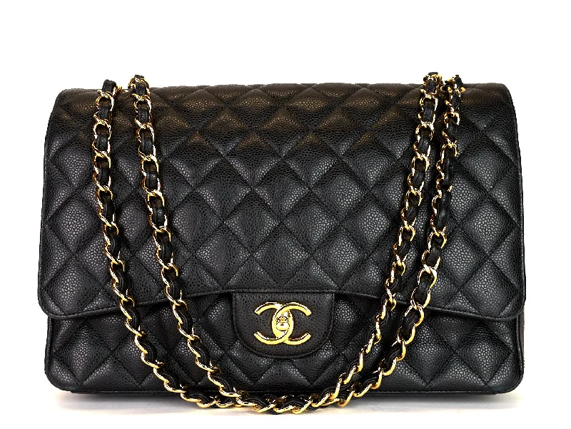 Double Flap Quilted Caviar Leather Bag