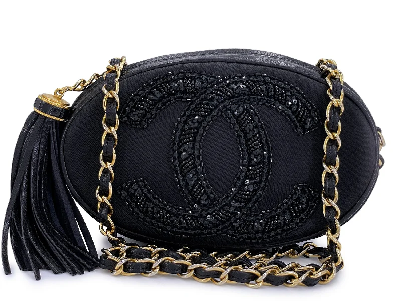 Chanel Vintage Satin Beaded CC Evening Bag 24k GHW OAP