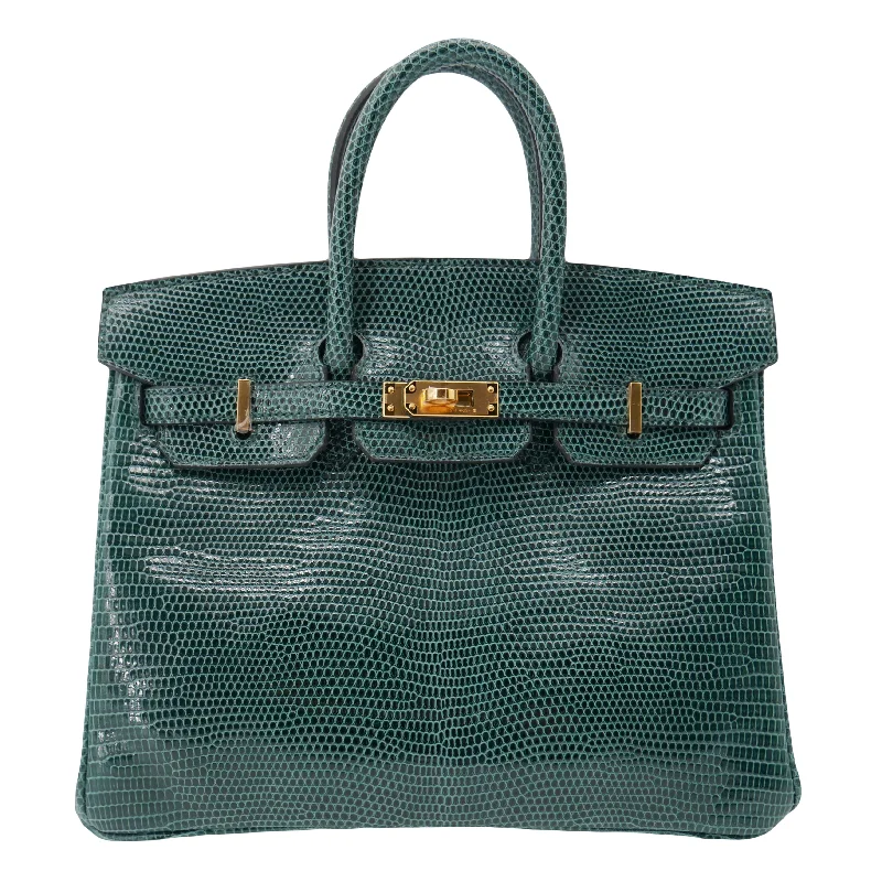 Hermès 25cm Birkin Vert Cypress Lizard Gold Hardware