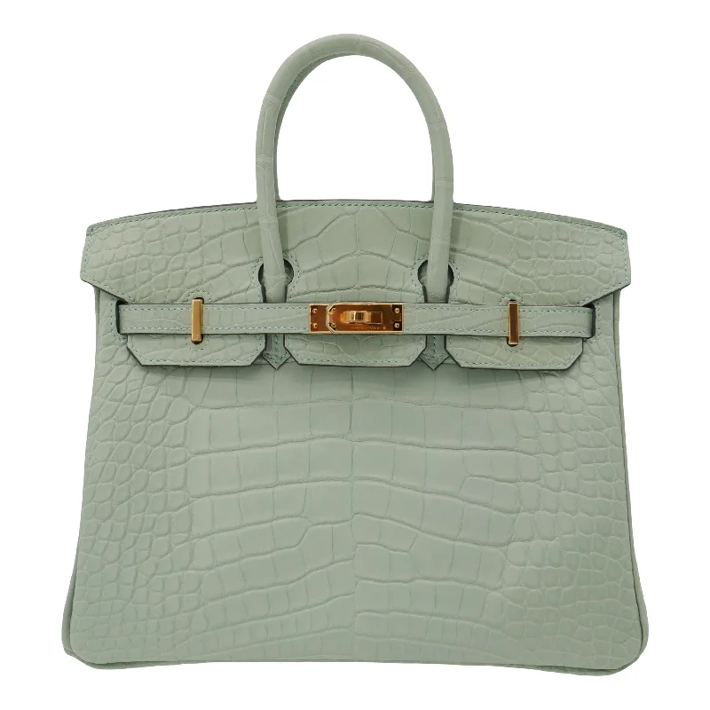 Hermès 25cm Birkin Vert d'Eau Matte Alligator Gold Hardware