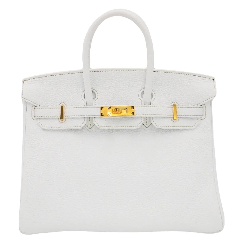 Hermès 25cm Birkin White Clemence Leather Gold Hardware