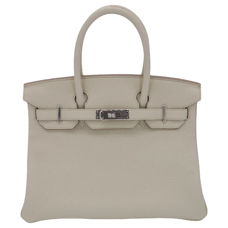 Hermès 30cm Birkin Beton Clemence Leather Palladium Hardware