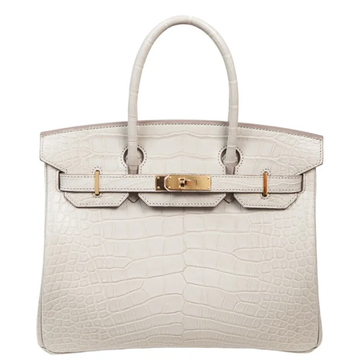 Hermès 30cm Birkin Beton Matte Alligator Gold Hardware