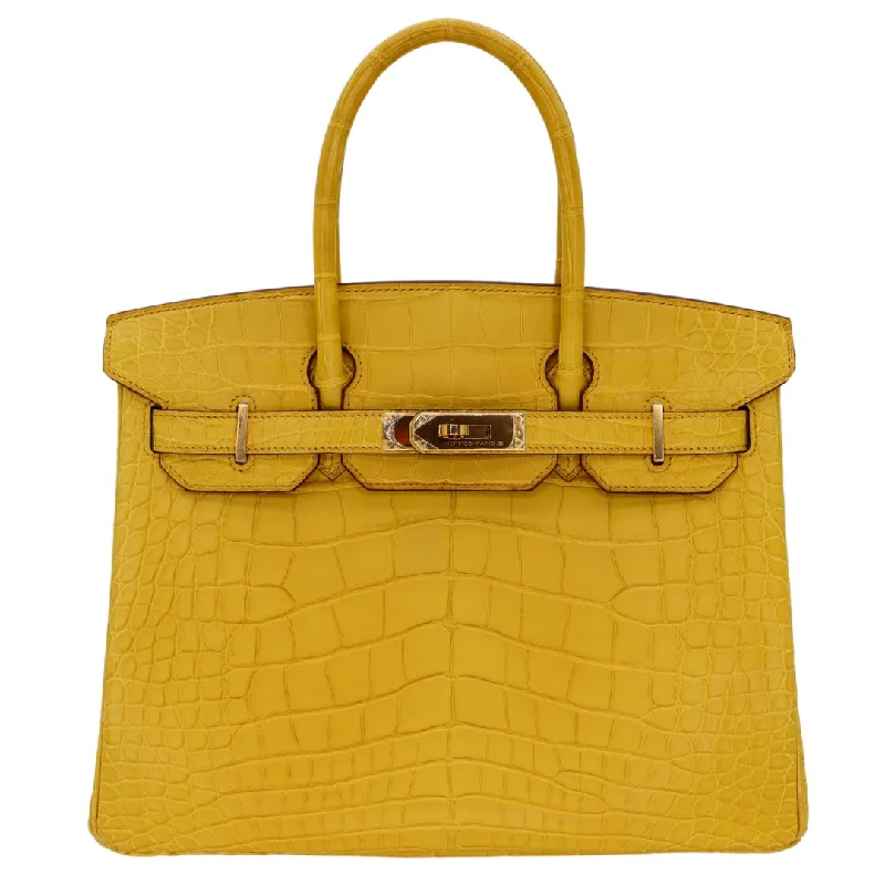 Hermès 30cm Birkin Ambre Matte Alligator Gold Hardware