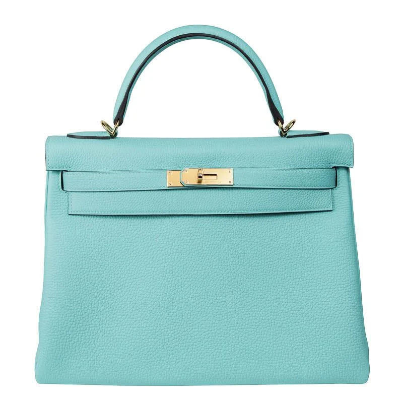 Hermès 32cm Kelly Bleu Atoll Togo GHW