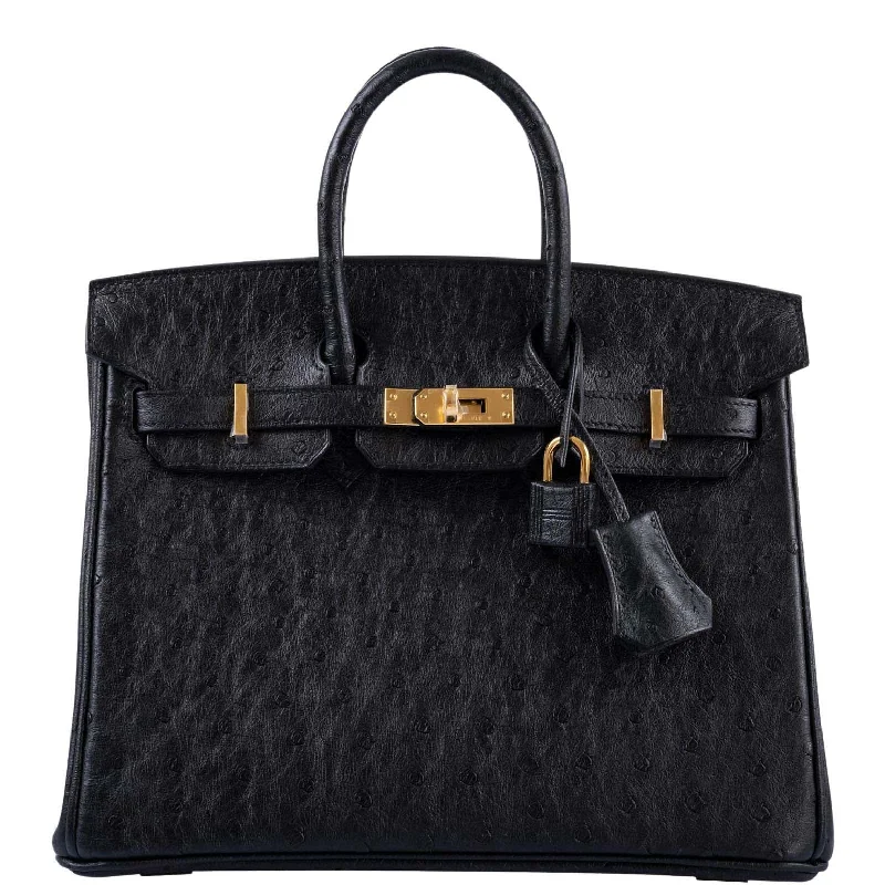 Hermès Birkin 25 Black Ostrich Gold Hardware