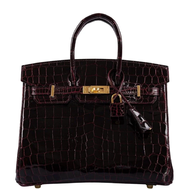 Hermès Birkin 25 Bordeaux Shiny Niloticus Crocodile with Gold Hardware