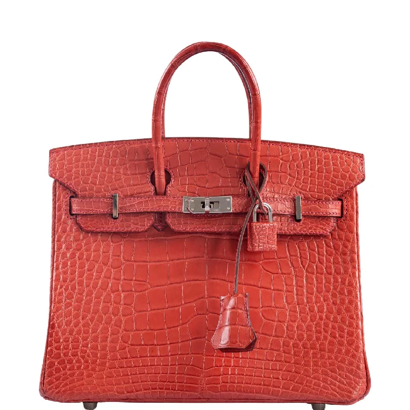 Hermès Birkin 25 Bougainville Matte Alligator Palladium Hardware