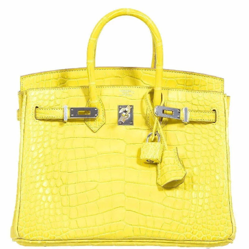 Hermès Birkin 25 Lime Yellow Matte Alligator Palladium Hardware - 2018, C