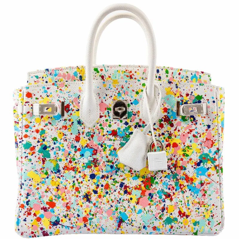 Hermès Birkin 25 White Epsom “Rainbow Fizz” Palladium Hardware * JaneFinds Custom Shop