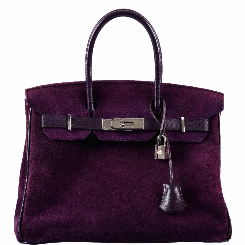 Hermès Birkin 30 Raisin Veau Doblis Suede & Swift Palladium Hardware