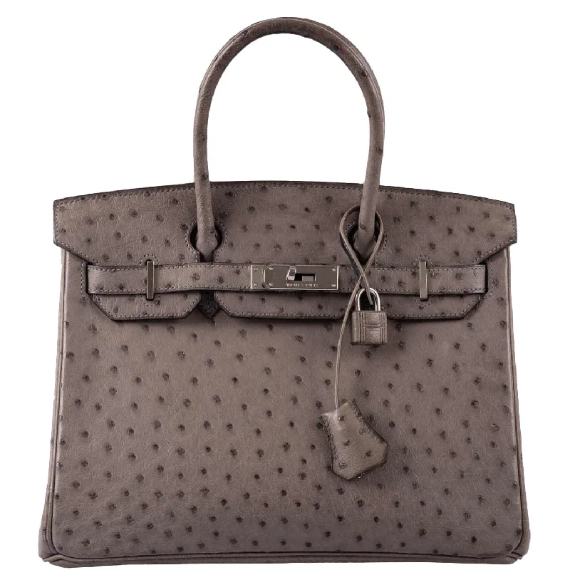 Hermès Birkin 30 Gris Tourterelle Ostrich Palladium Hardware