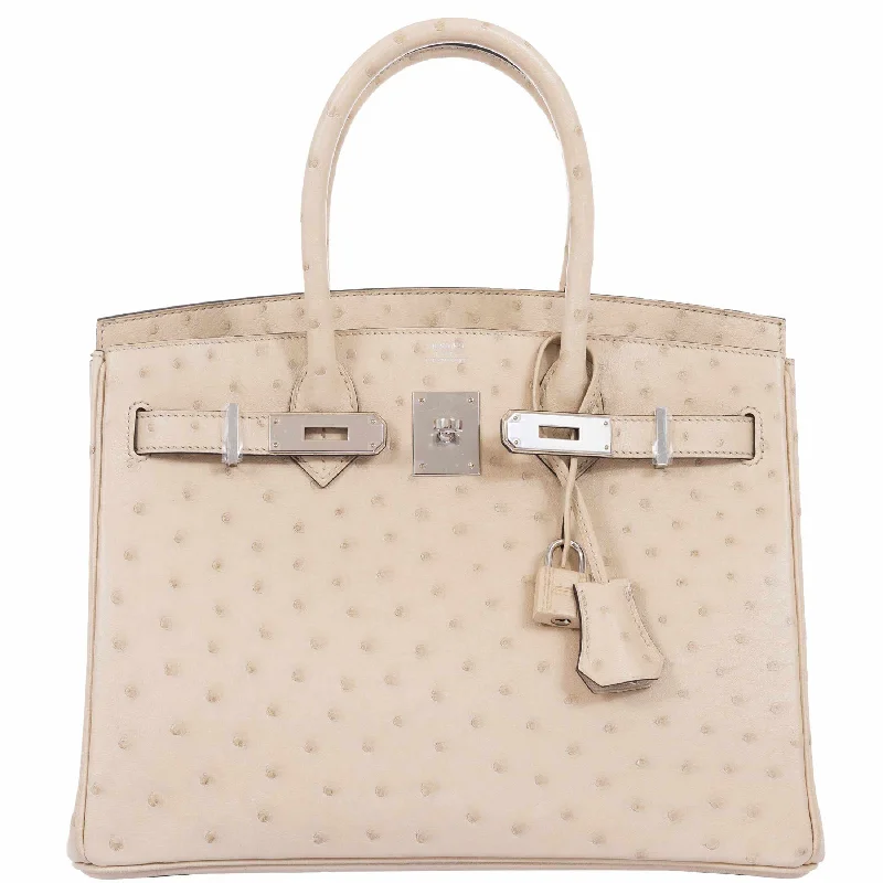 Hermès Birkin 30 Parchemin Ostrich Palladium Hardware - 2020, Y