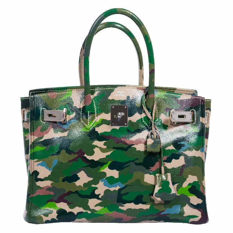 Hermès Birkin 30 Parchment Box Camouflage Palladium Hardware * JaneFinds Custom Shop