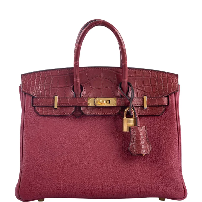 Hermès Birkin Touch 25 Rouge Grenat Matte Alligator and Togo Gold Hardware