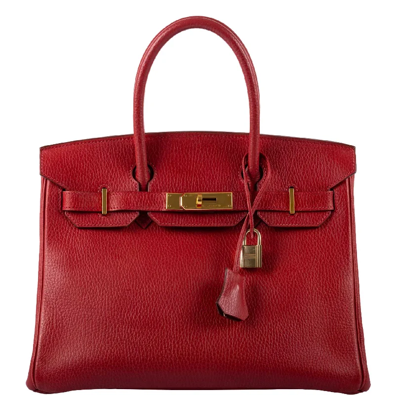 Hermès Birkin 30 Rouge Vif Ardennes Gold Hardware - Square E