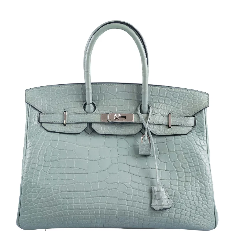 Hermès Birkin 35 Ciel Matte Alligator Palladium Hardware