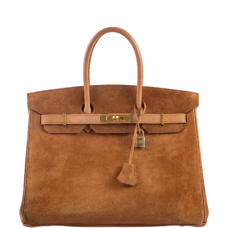 Hermès Birkin 35 Fauve Doblis Suede & Nubuck with Gold Hardware