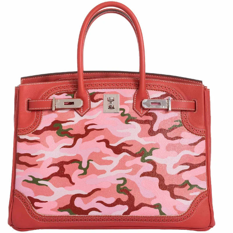 Hermès Birkin 35 Ghillies Sanguine Swift Toile "Cowgirl Camo" * JaneFinds Custom Shop