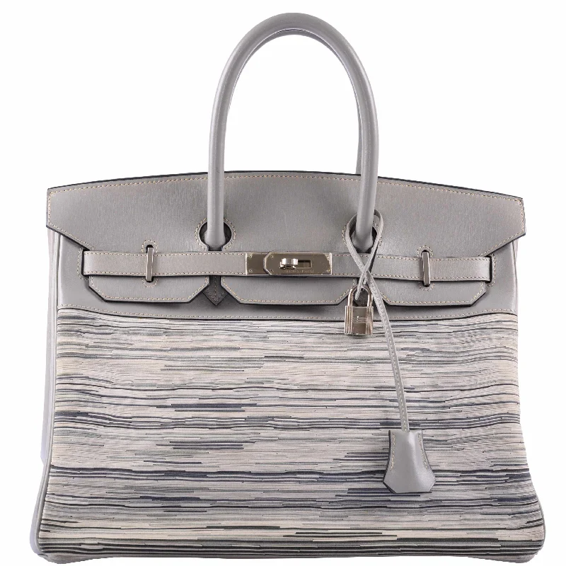 Hermès Birkin 35 Gray Vibrato and Gris Perle Box Palladium Hardware