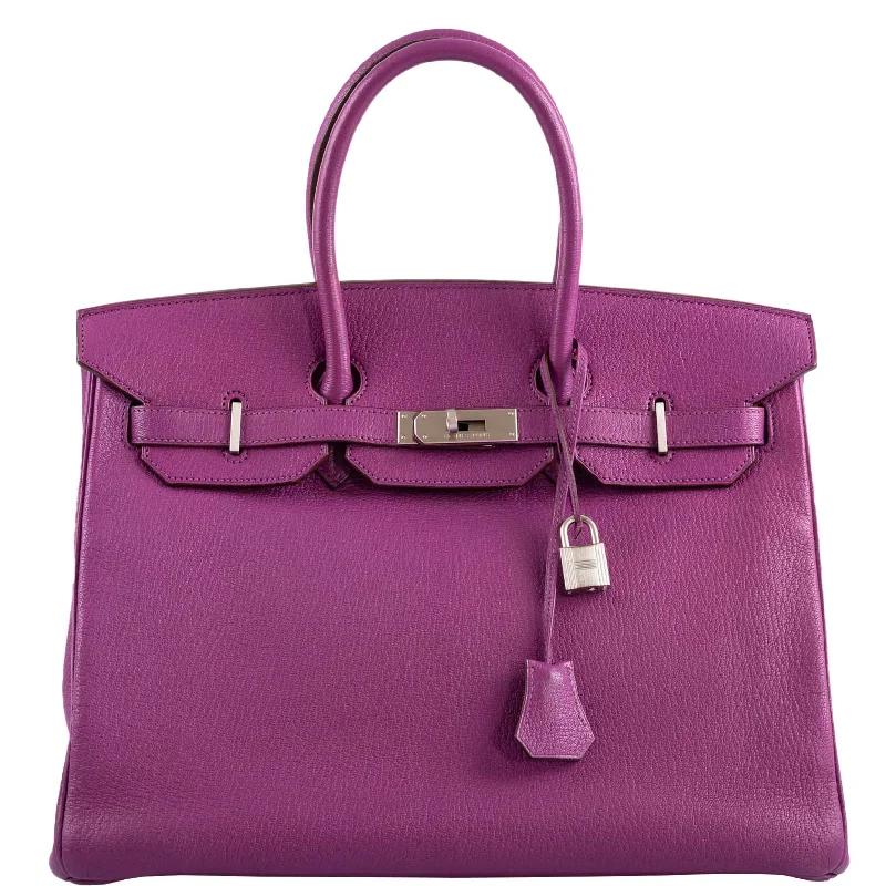 Hermès Birkin 35 HSS Cyclamen & Iris Chèvre Goatskin Brushed Palladium Hardware - 2009 M, Square