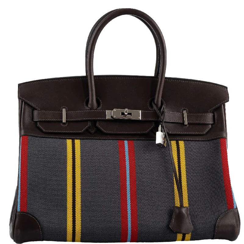 Hermès Jumping Birkin 35 Multicolor Canvas and Ebene Box Palladium Hardware