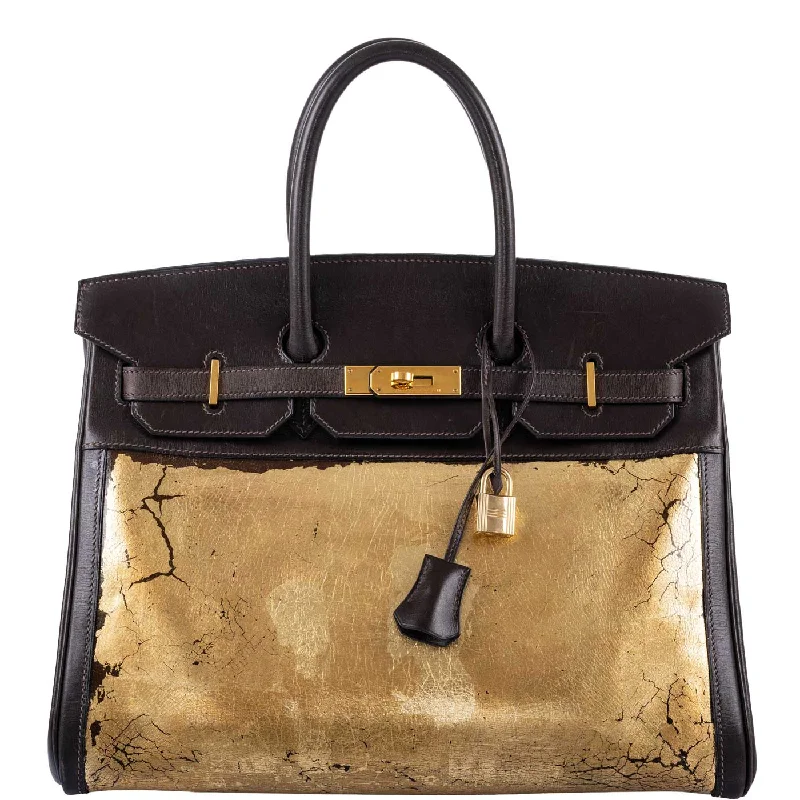 Hermès Birkin 35 "L'Amazone d'Or" Gold Leaf on Amazonia & Marron Fonce Box Leather Gold Hardware * JaneFinds Custom Shop